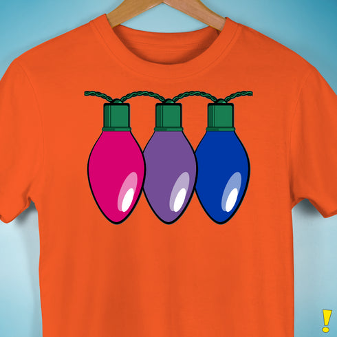 Bisexual Pride Christmas Lights Premium Unisex T-Shirt - Orange